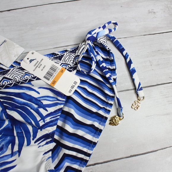 Tommy Bahama Women's String Bikini Swim Bottoms Size S White Blue - Picture 4 of 5
